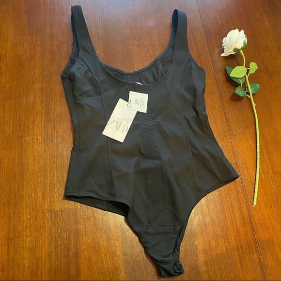 COPY - Zara black Fabric Corset Bodysuit size M, NWT 🤎 - Picture 2 of 11